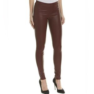 LAMARQUE Maroon Wine Leather Leggings with Stirrups